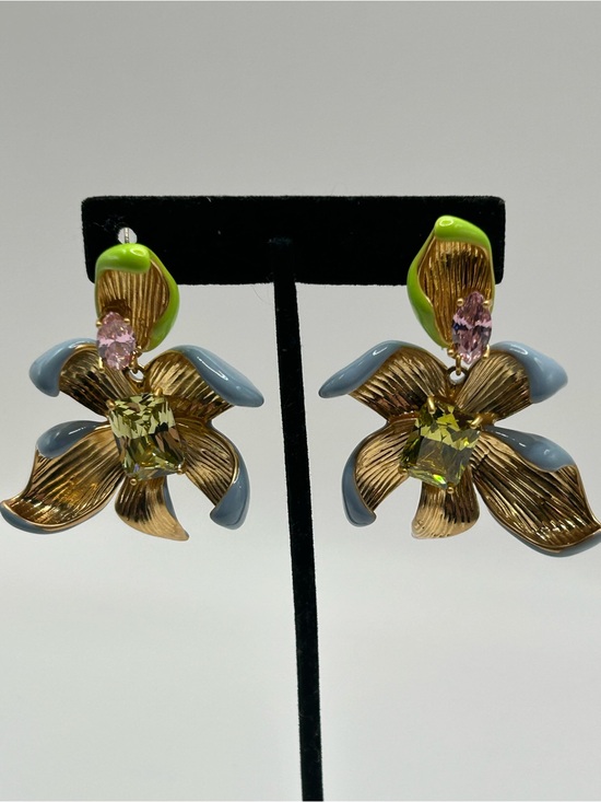 kate spade Jewelry - Kate Spade Floral Frenzy Drop Earrings with Green, Pink and Blue Accent